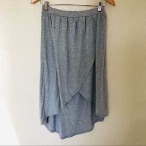 ASOS Light Grey Classic Soft Cotton High-Waisted High-Low Causal Wrap Skirt | 6